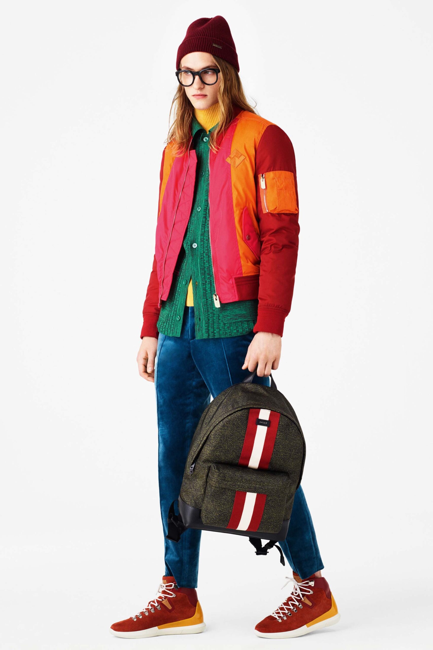 color-blocked jacket with relaxed shirt