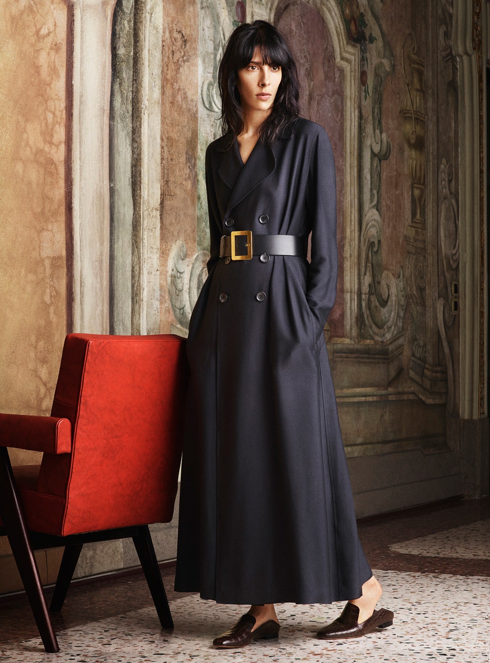 black belted wool coat