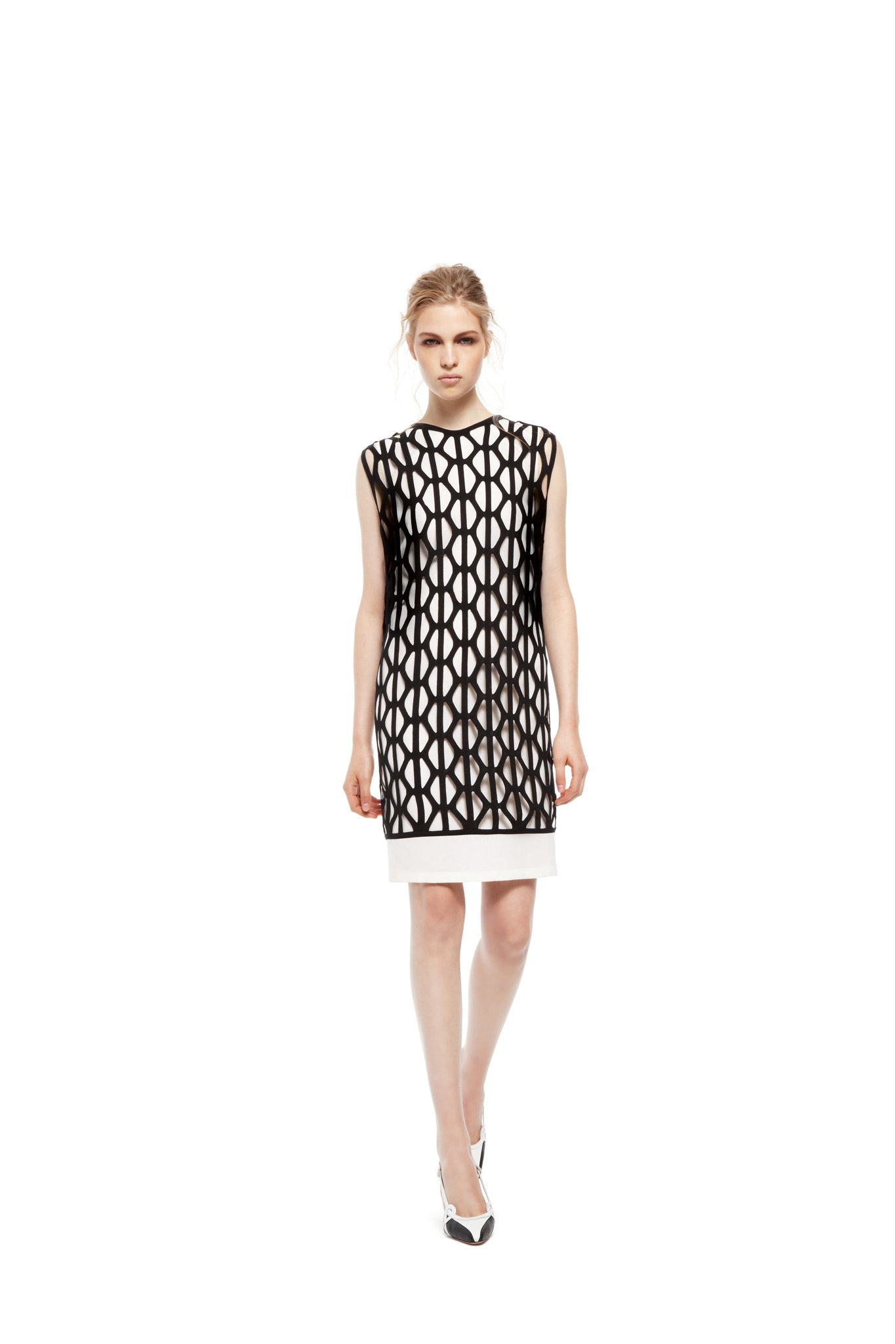black and white layered mini dress