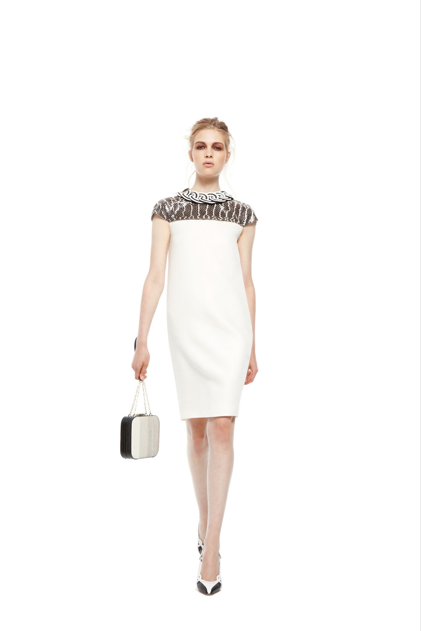 white fitted sleeveless dress