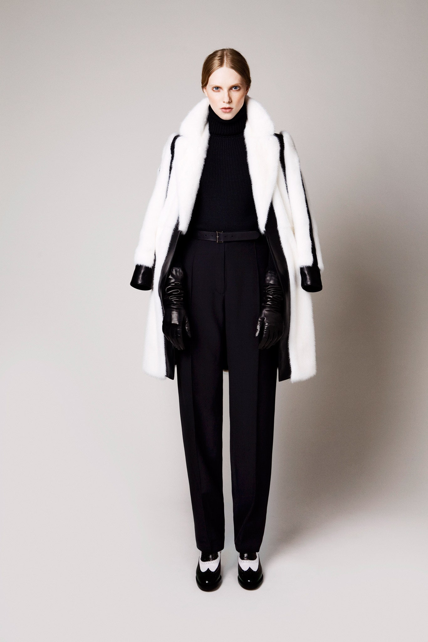 black and white fur coat outfit