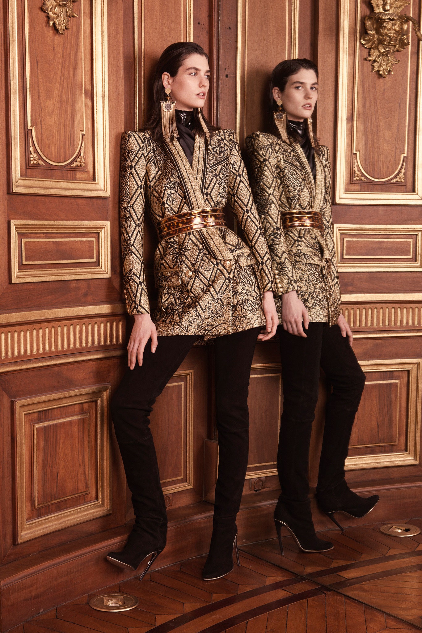 gold embroidered tailored blazer