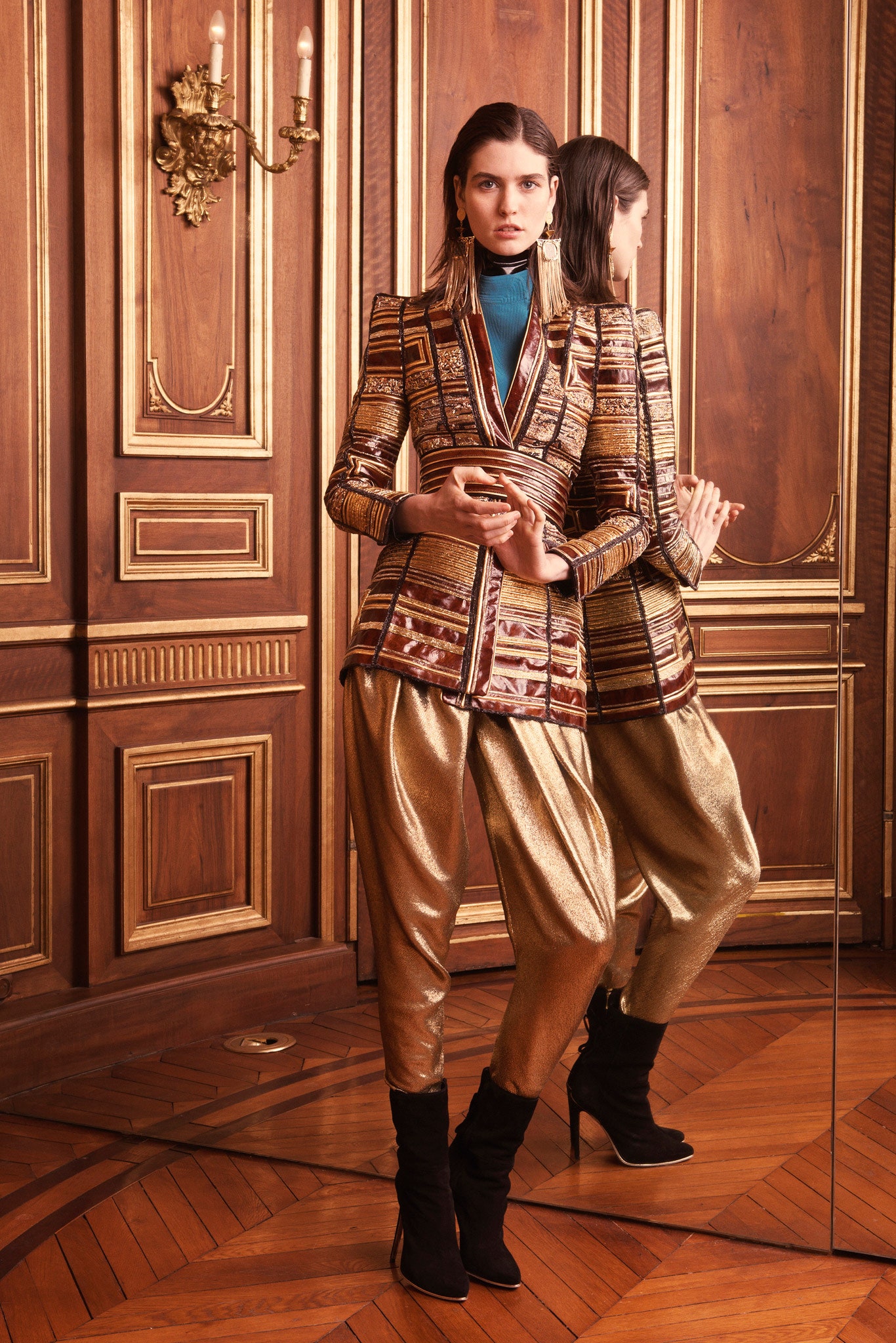 multi-colored embroidered blazer