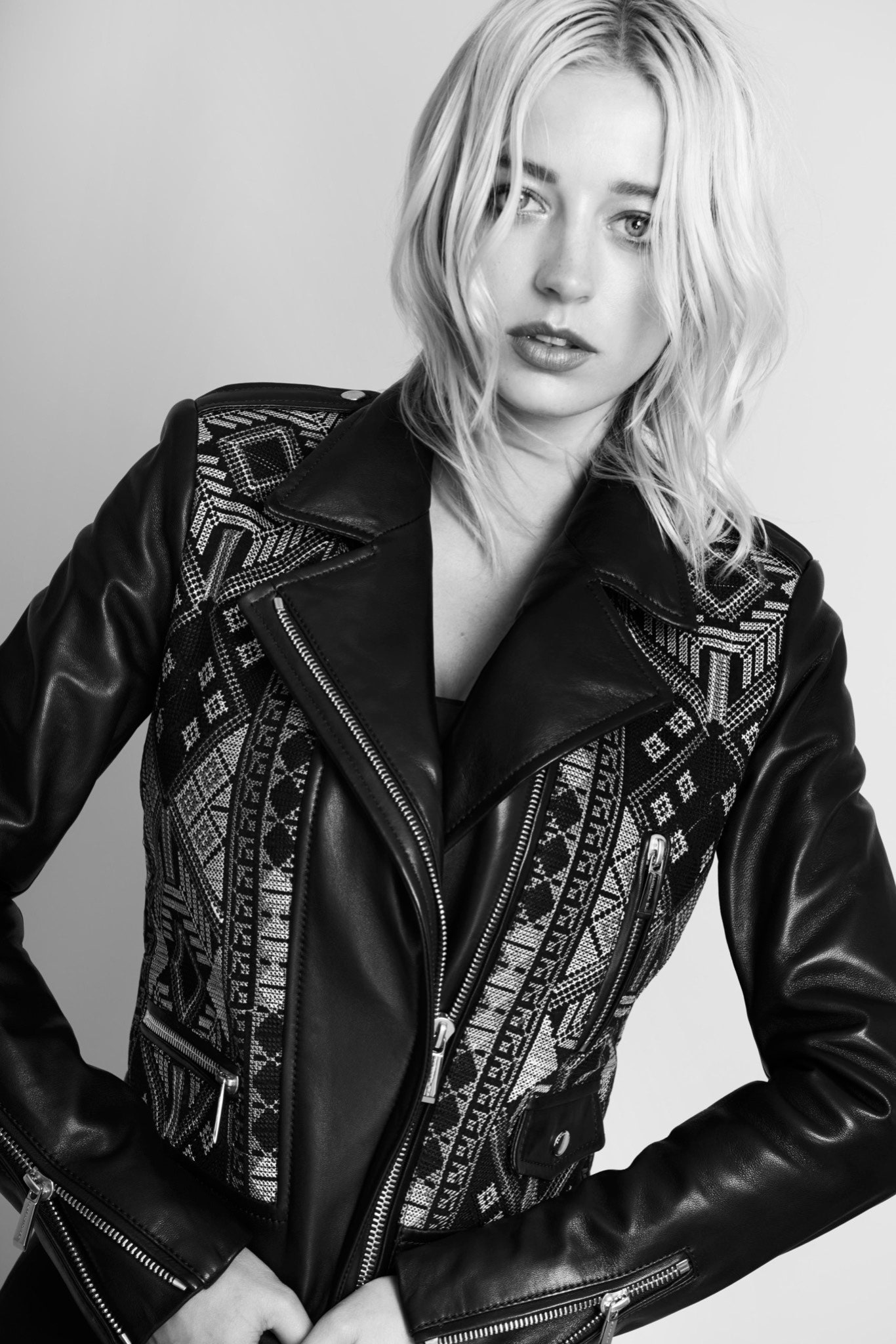 black leather fitted jacket