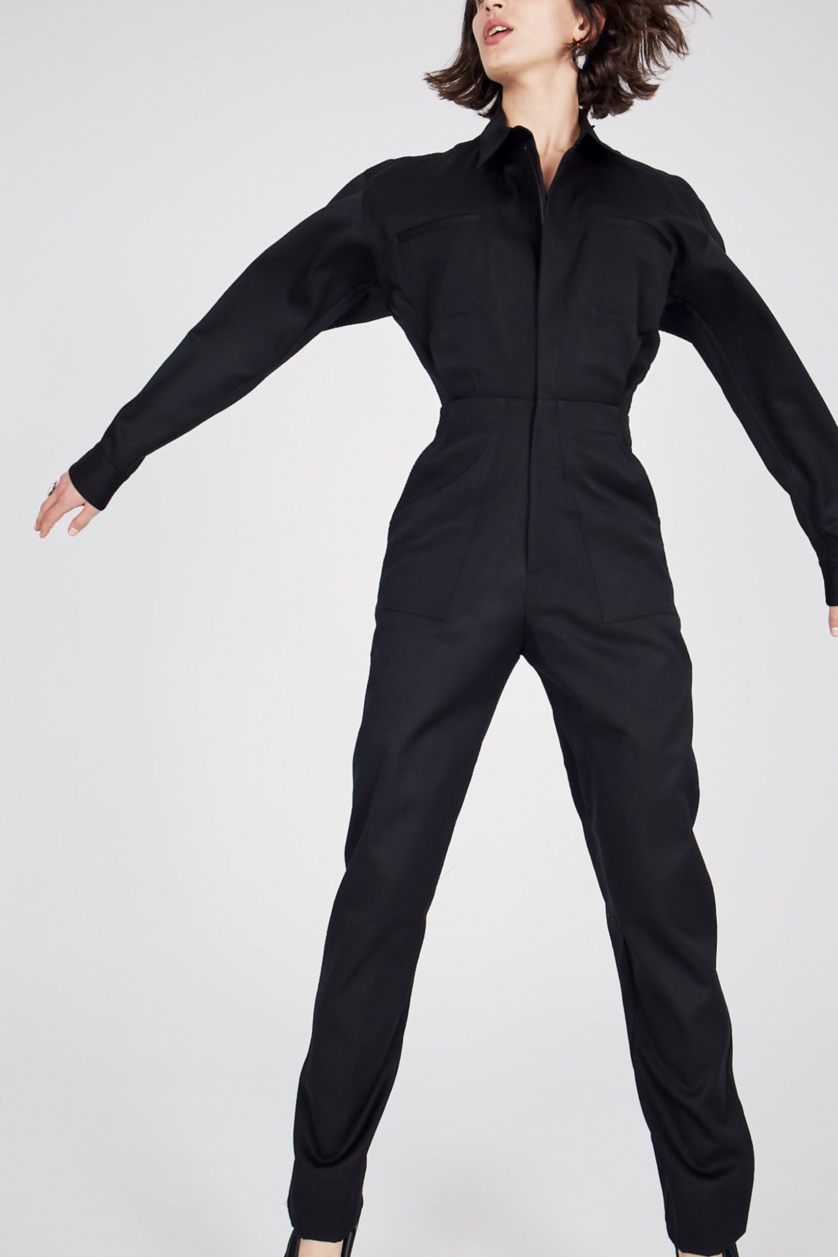 black fitted jumpsuit