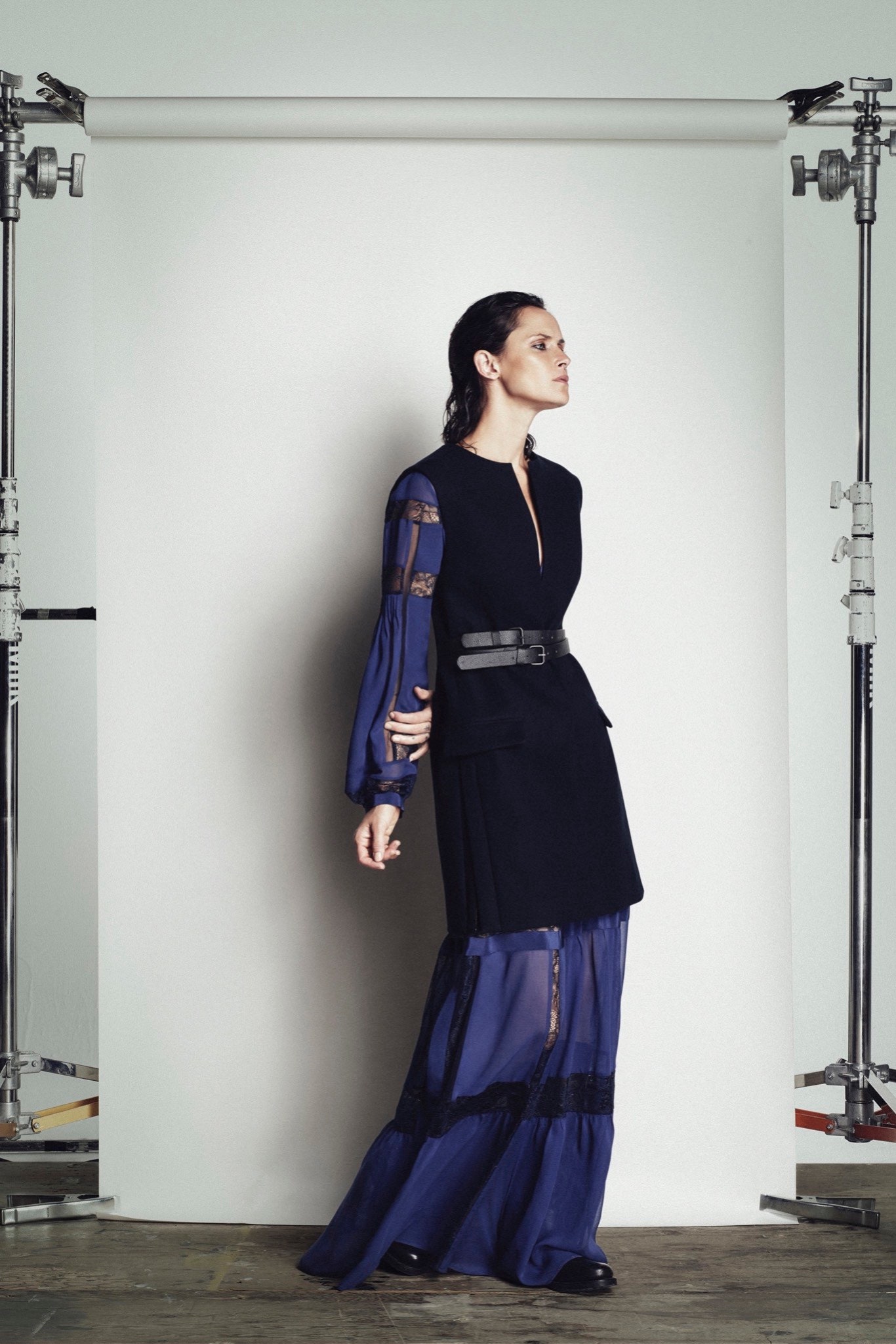 black and blue layered dress