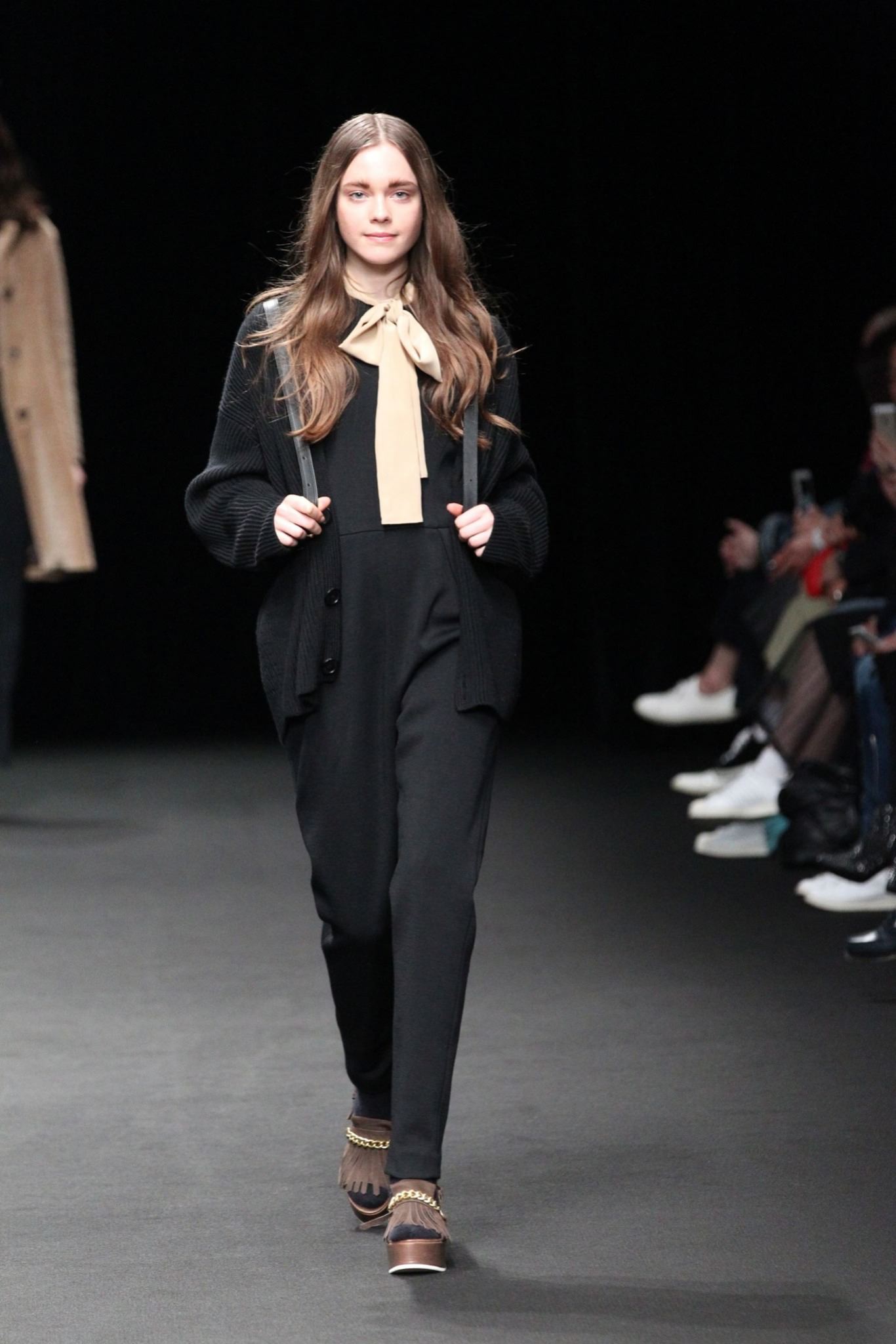black knit open-front cardigan