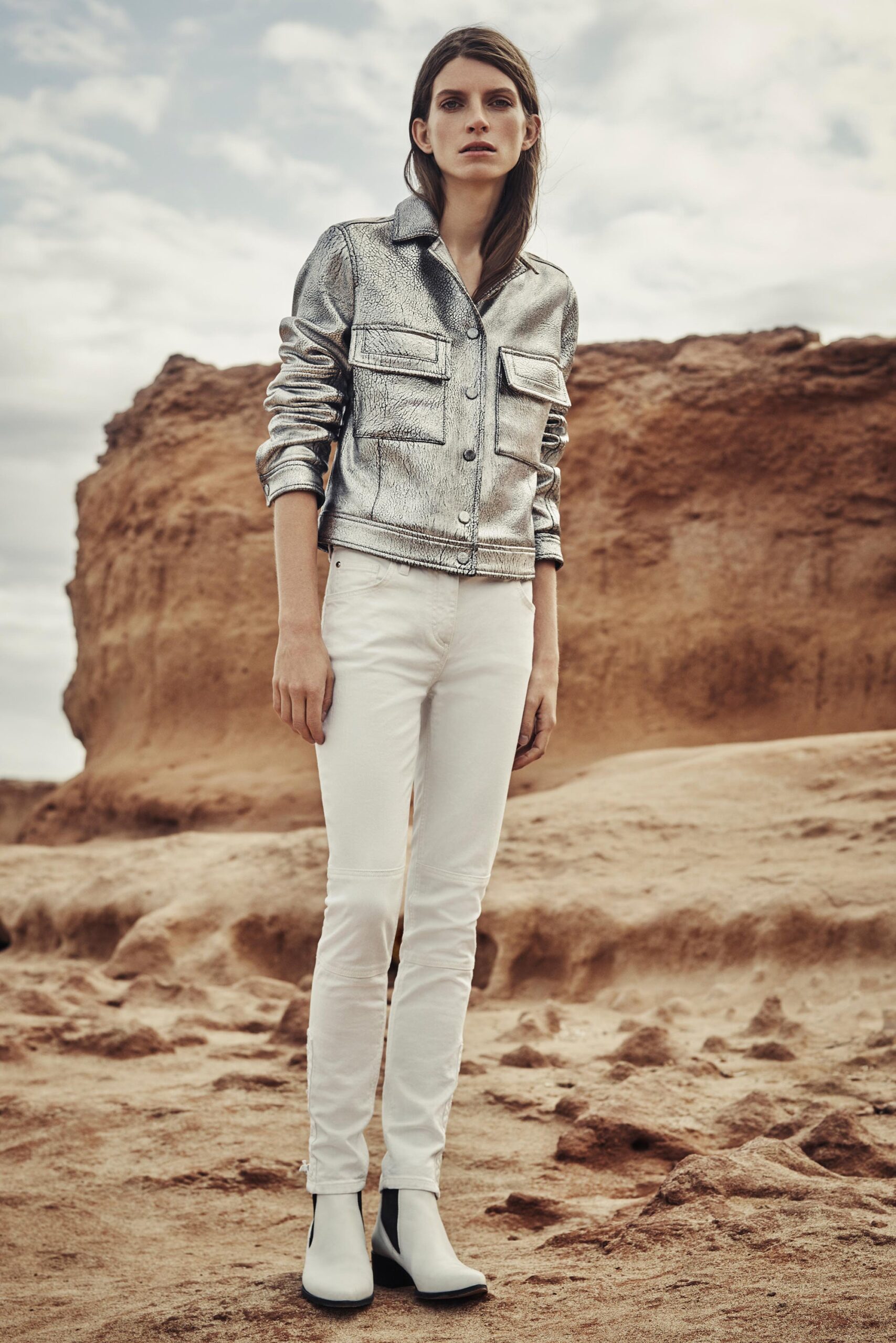 silver leather cropped jacket