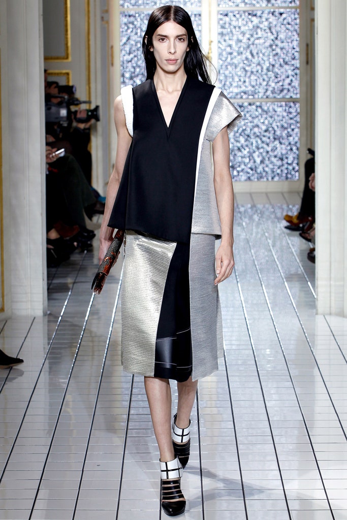 black and silver asymmetric dress