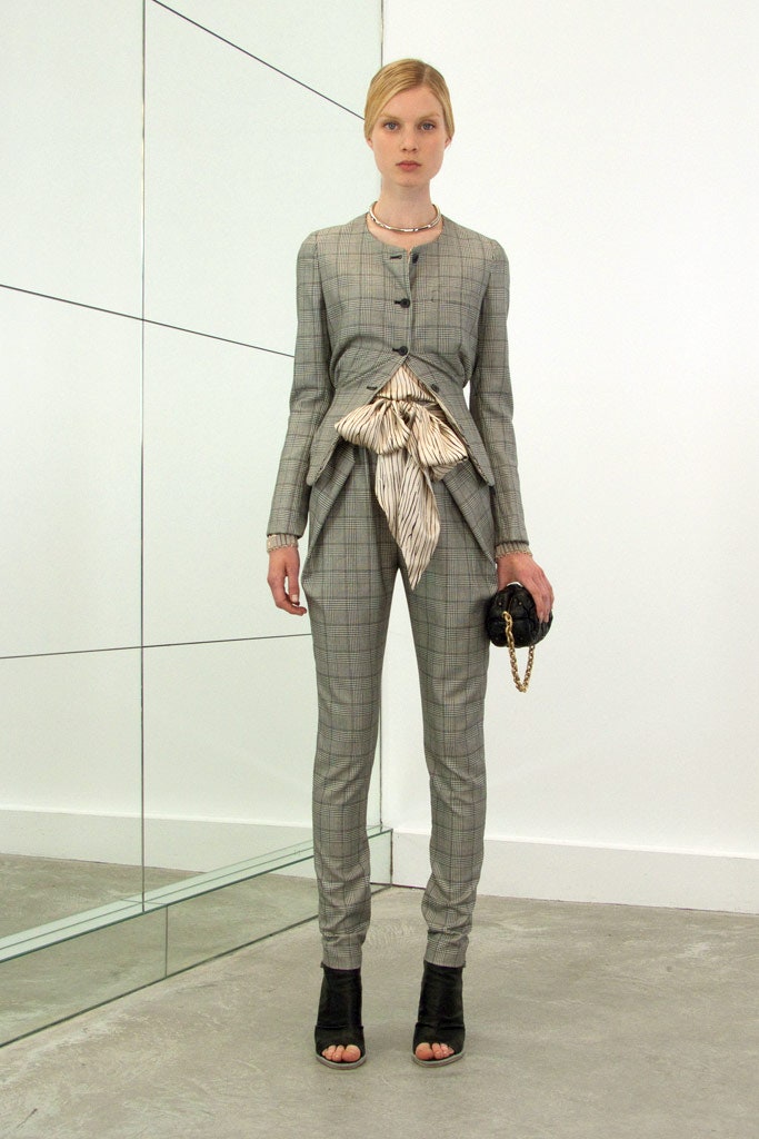 gray tailored suit with open-toe shoes