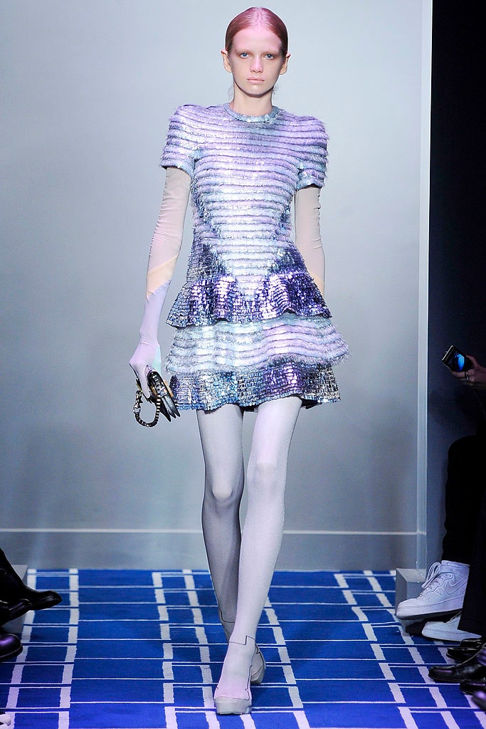 blue purple sequined mini dress