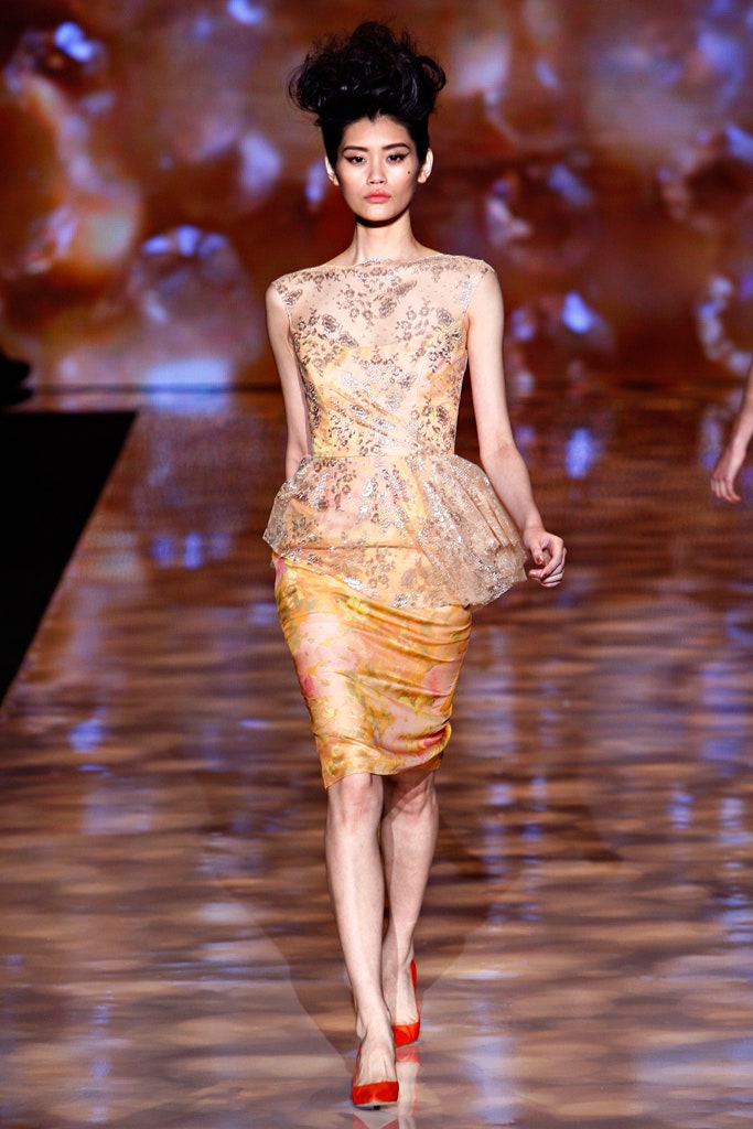 yellow orange silk midi dress