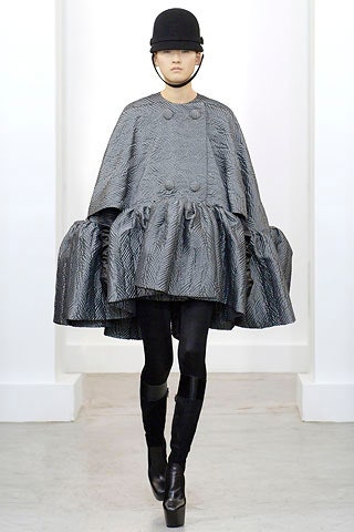 black gray silk structured cape