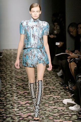 blue silk fitted printed short shorts