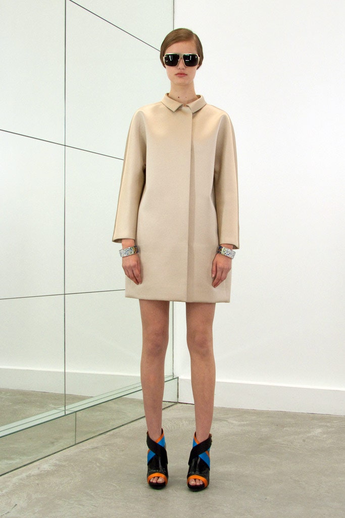 beige relaxed long-sleeve dress