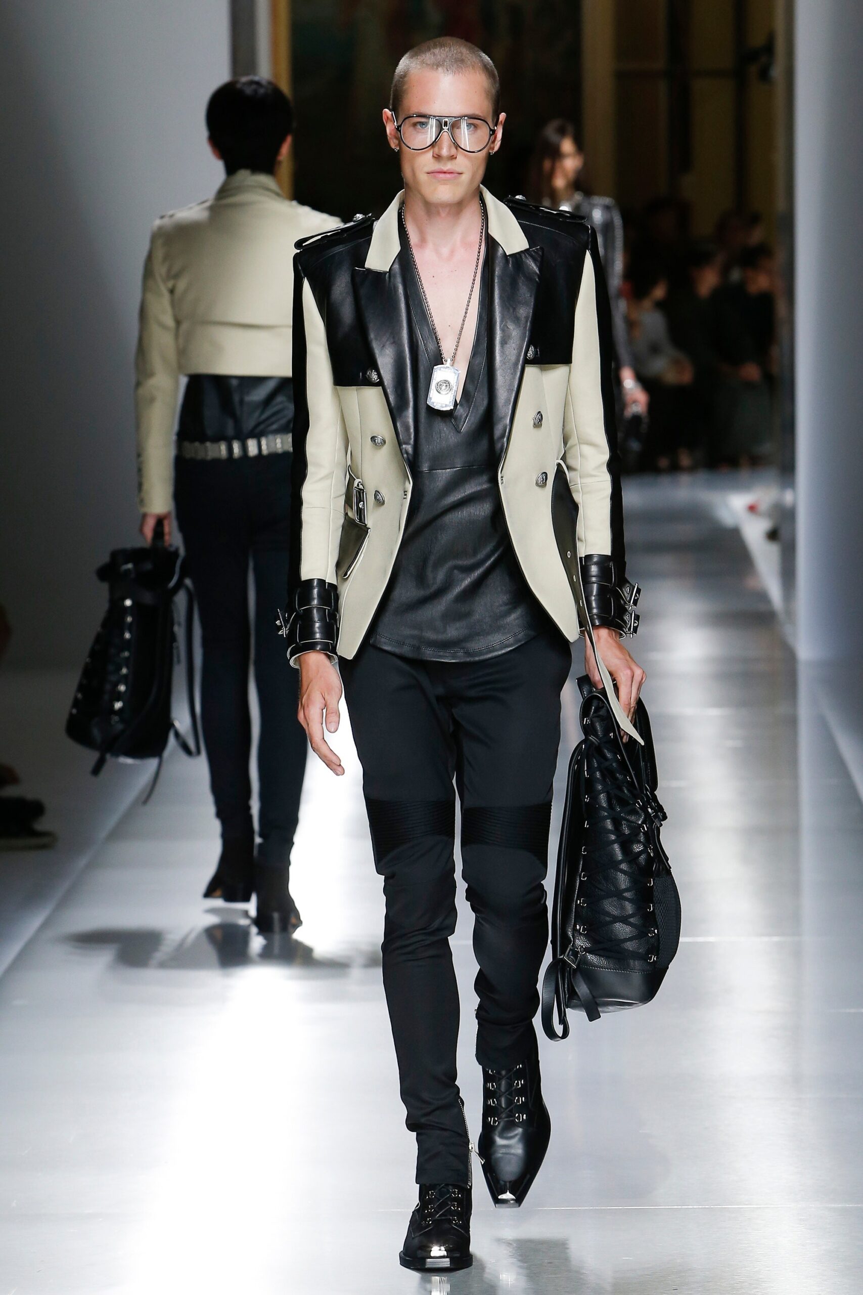 black and white fitted blazer