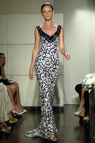 black and white embellished gown