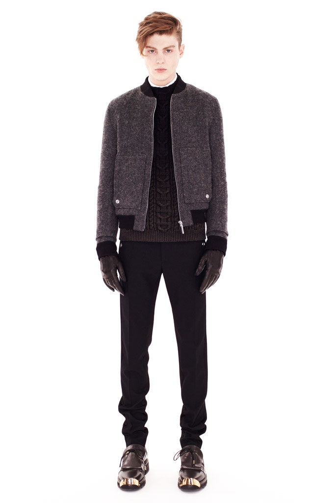 gray wool long-sleeve collared fitted zippered jacket