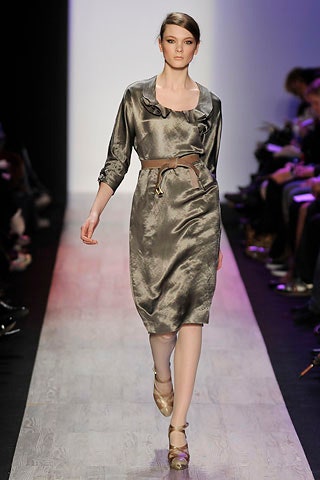 gray silk long-sleeve dress