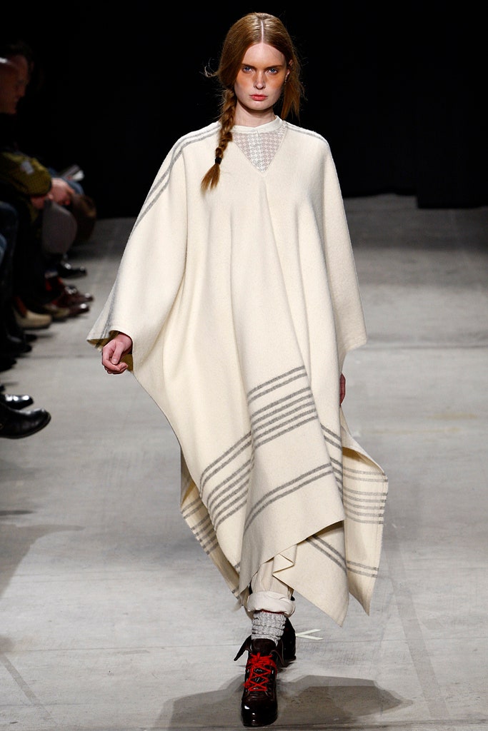 white wool poncho with pants