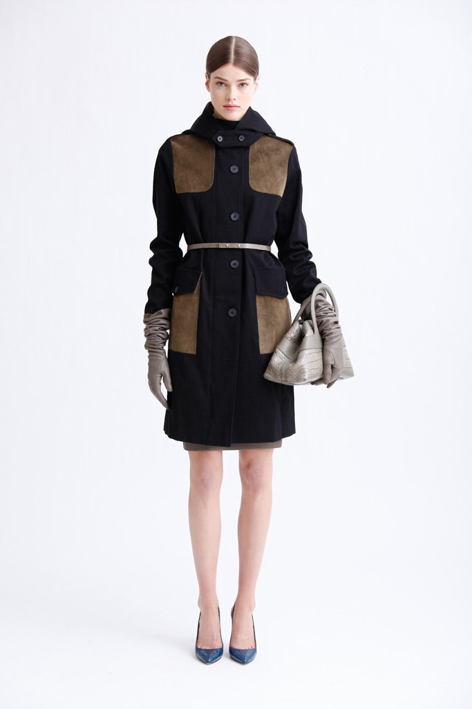 black coat with brown accents