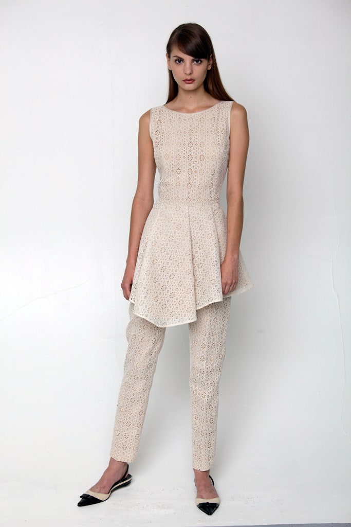 ivory lace peplum top
