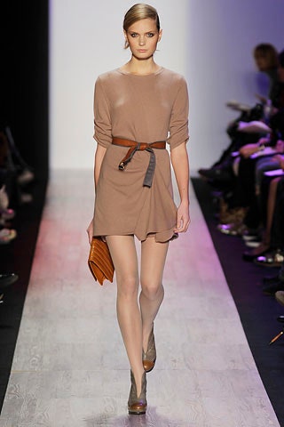 beige cotton long-sleeve v-neck fitted belted short dress