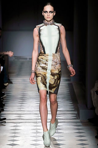 multi-colored fitted silk dress