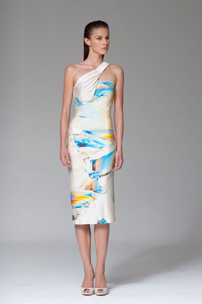 beige silk asymmetric dress