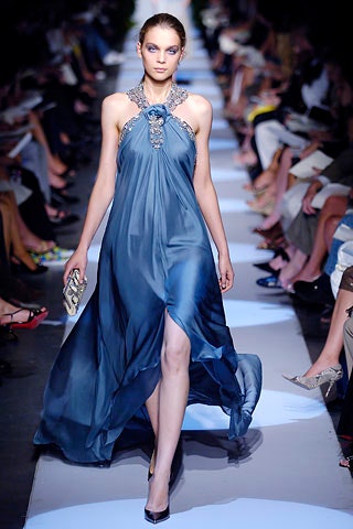blue silk halter gown