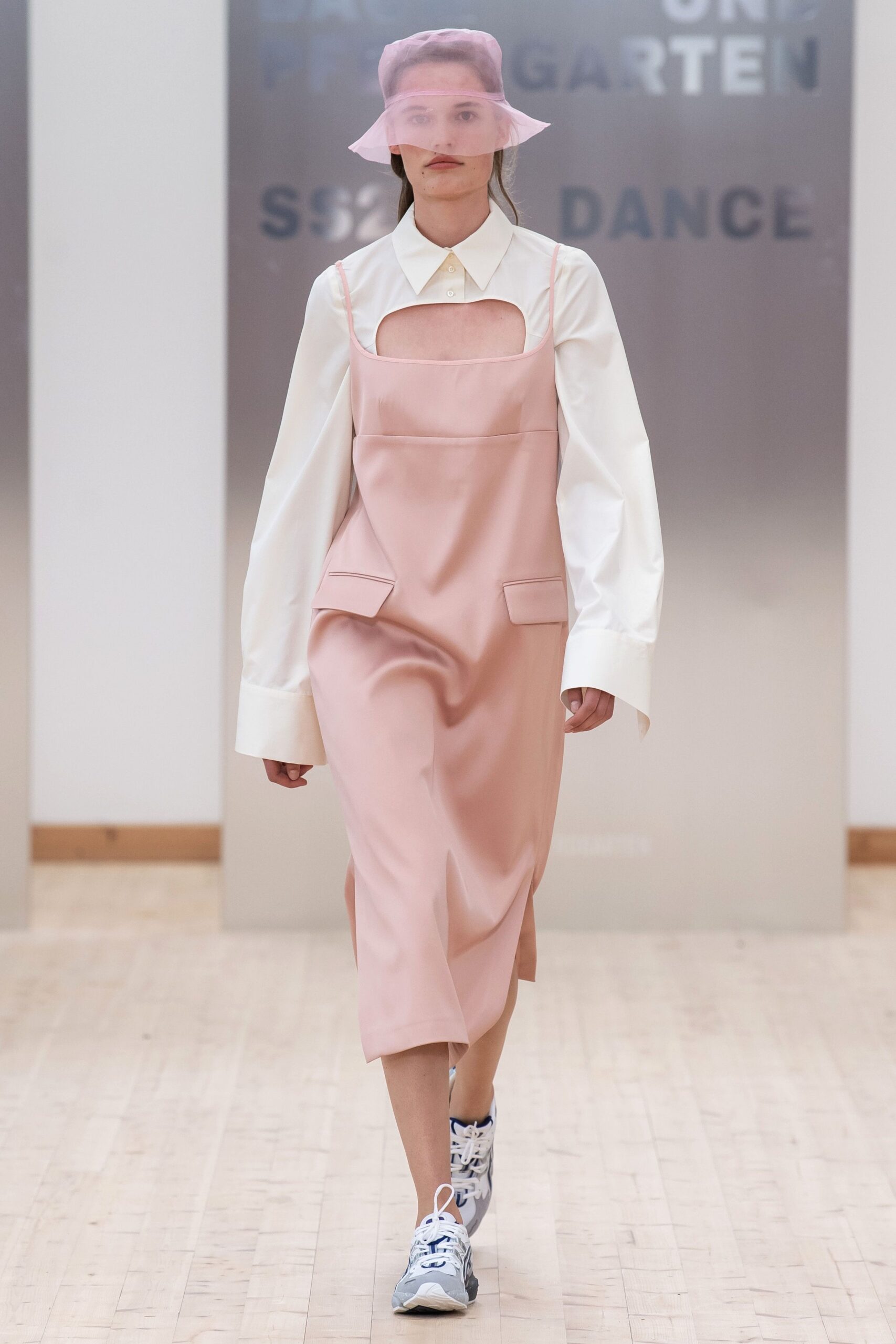 pink midi dress with cutout