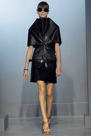 black leather fitted dress