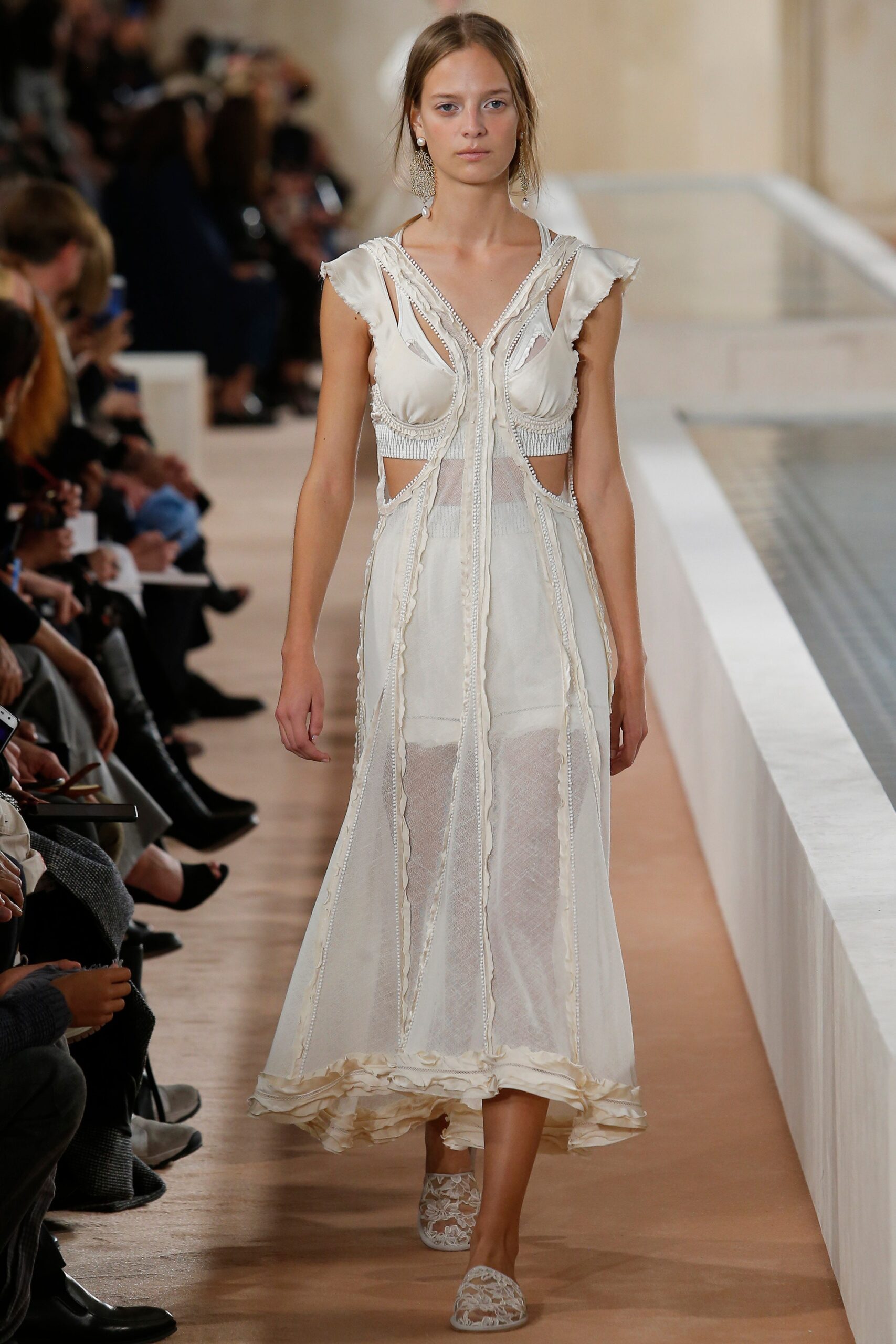 white silk sleeveless dress