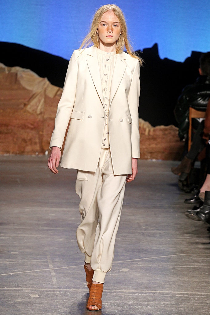 white tailored suit with relaxed pants