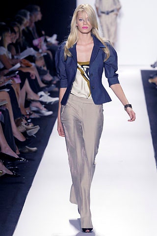 blue fitted blazer with ivory top