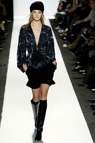 black silk blouse and skirt