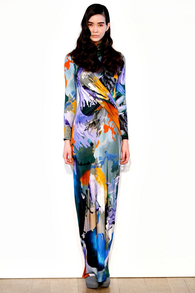 multi-colored fitted gown