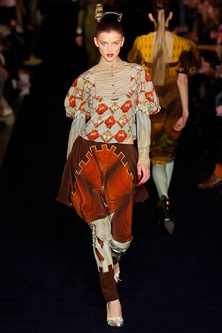 brown orange blue pleated dress