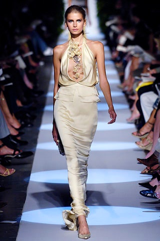 ivory silk halter gown