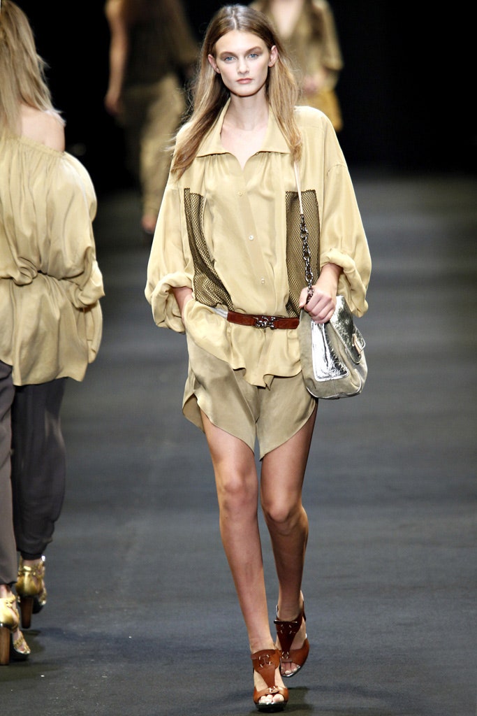 beige silk shirt-dress