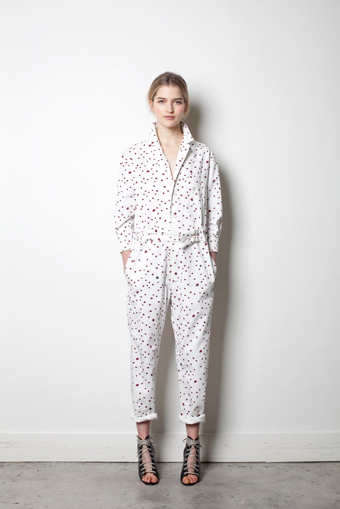 white printed relaxed jumpsuit