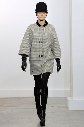black and white checked coat