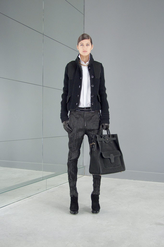 black cardigan white shirt outfit