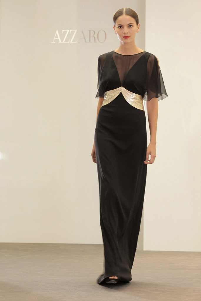 black silk fitted gown