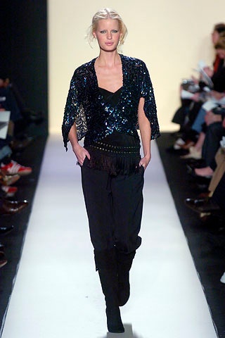 black sequined top with relaxed pants