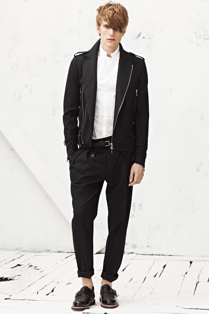 black fitted jacket with white shirt
