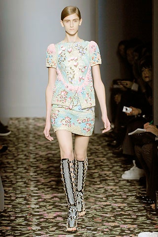 embroidered floral top with mini skirt