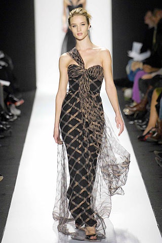 black and beige flowing gown