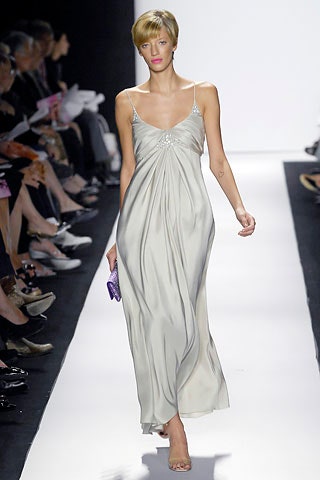 gray silk sleeveless gown