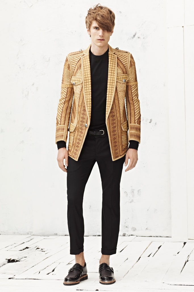 gold cotton long-sleeve collared tailored embroidered blazer